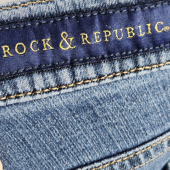 Rock & Republic Blue BERLIN Style Studded 5 Pocket Denim Blue Jeans Size 10S - Picture 7 of 12